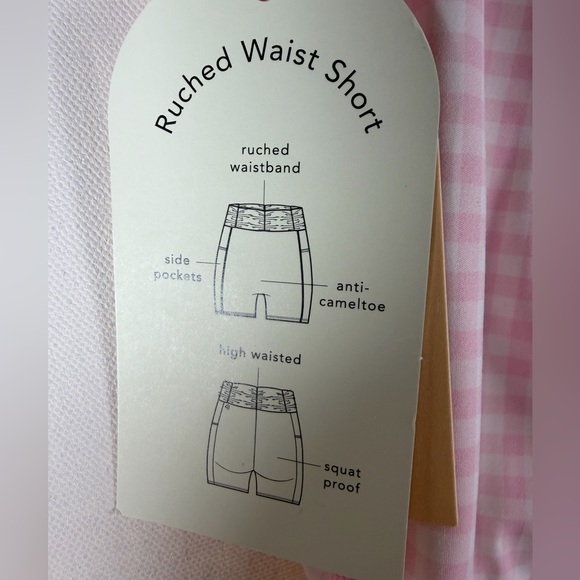 Blogilates Women's Ruched Waist Bike Shorts - Pink Gingham M - Picture 12 of 16